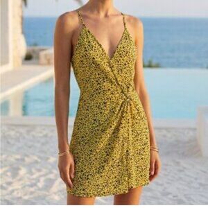 BCBG Yellow and Black Floral Mini Dress